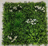 White Lily Meadow Greenery Wall Panel with White Flowers - Starlight Flower Walls