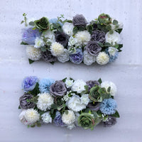 Blue, Grey & Ivory Foliage Floral Runner - Starlight Flower Walls