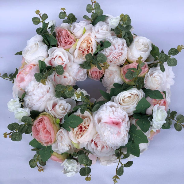 Pink Blush with Green Foliage Floral Wreath - Starlight Flower Walls