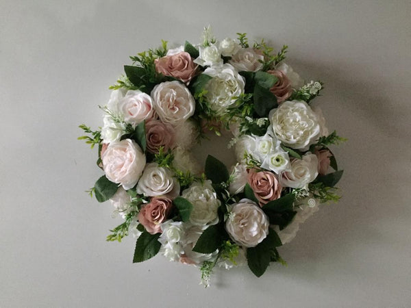 Ivory Blush with Foliage Floral Wreath - Starlight Flower Walls